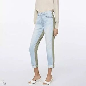 NWT 100% cotton FRAME Canterbury contrast blue green denim Le Beau 27